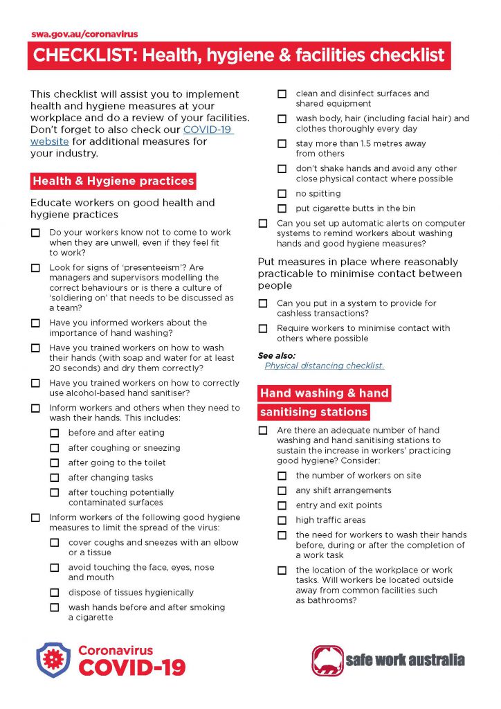 coronavirus checklist for businesses